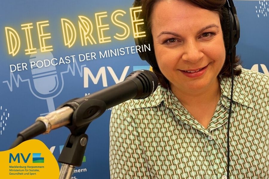Bildmontage zum Podcast mit Ministerin Drese