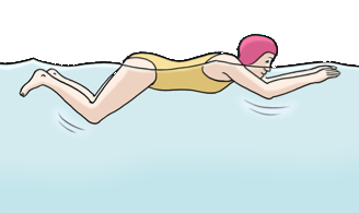 Eine Zeichnung von einer schwimmenden Frau.