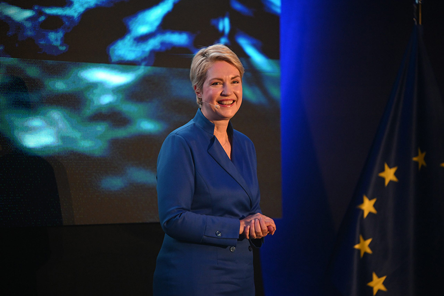 Schwesig bei ihrer Ansprache zum Neujahrsempfang im Ozeaneum in Stralsund